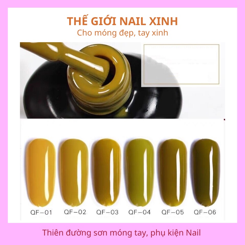 Sơn móng tay gel nail dùng máy hơ AS tone vàng rêu mã QF 15ml