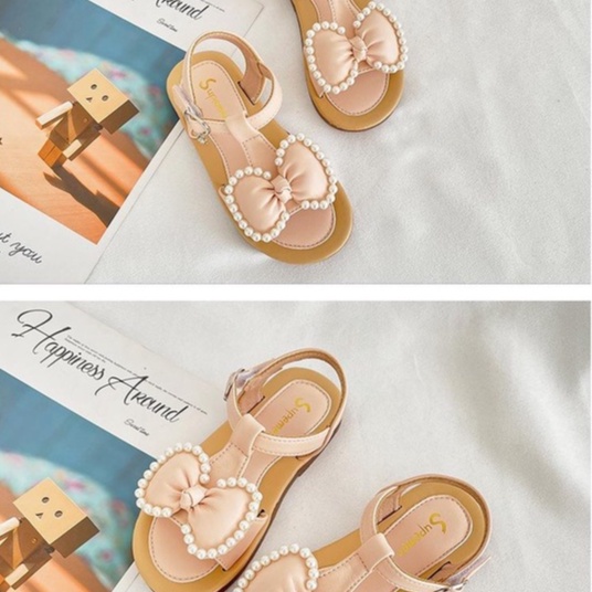 Giày sandal nơ đính hạt bé gái 1 2 3 tuổi MINTSCLOSET Mint's Closet - GD8131