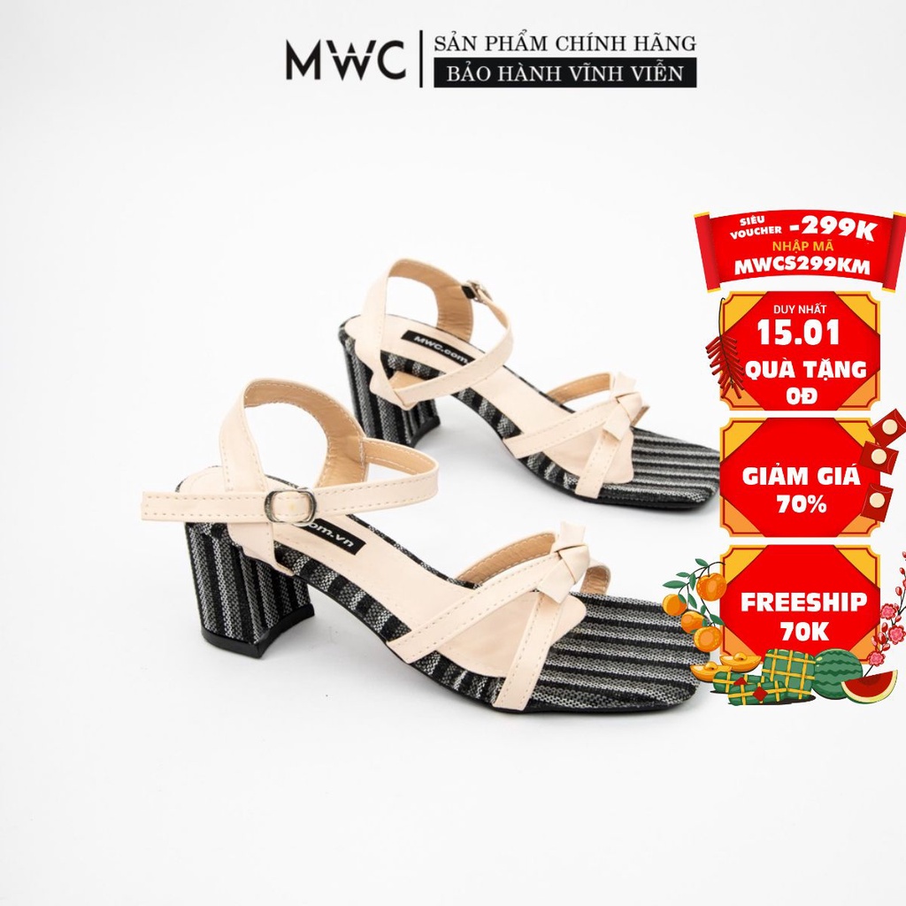 Giày Sandal Cao Gót MWC Đế Vuông 5 CM Quai Chéo NUCG-4168