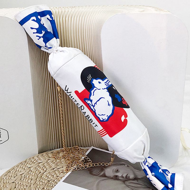 Seng Mới Túi vải Họa Tiết Thỏ Trắng Kẹo Hoạt Hình Vui Nhộn Thời Trang Cho Nữ