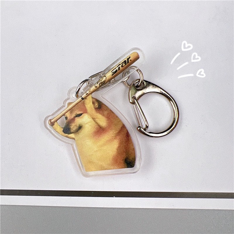 Móc Khóa Nhựa Acrylic Meme Mèo Chó Shiba Cheems Bonk Pepe