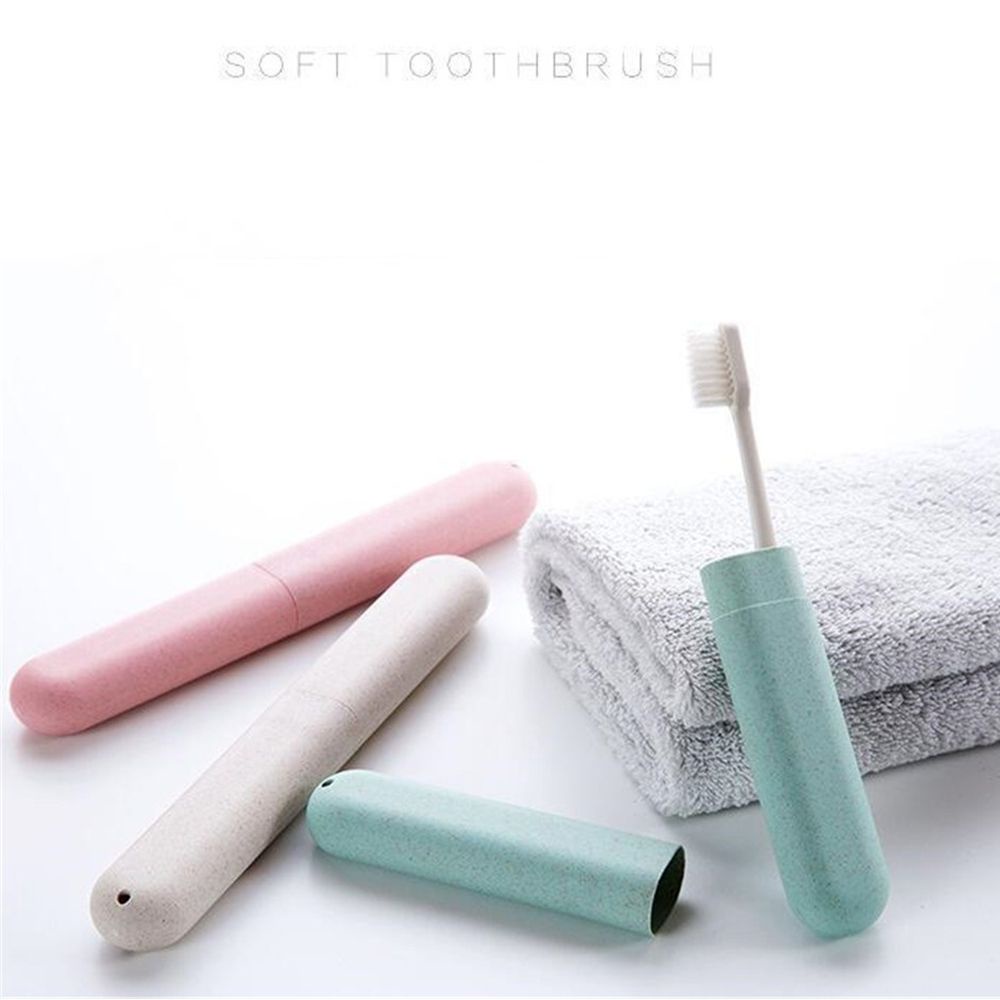 Hộp Đựng Bàn Chải Đánh Răng/Dụng Cụ Vệ Sinh Răng Miệng Chống Bụi Bằng Chất Liệu Rơm Lúa Mì Nhiều Màu Sắc Dùng Khi Đi Du Lịch