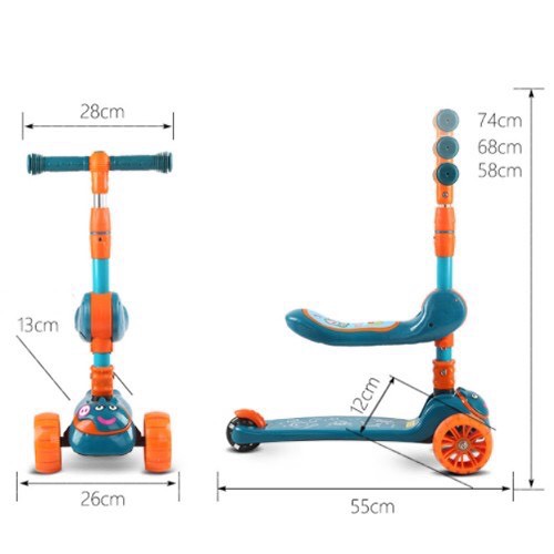 [Giá Sập Sàn] [Xả Kho] Xe Trượt SCOOTER 3 Bánh Đồ Chơi Cực Đẹp Cho Trẻ Em Có Nhạc Đèn Kiêm Tròi Chân 2 Trong 1