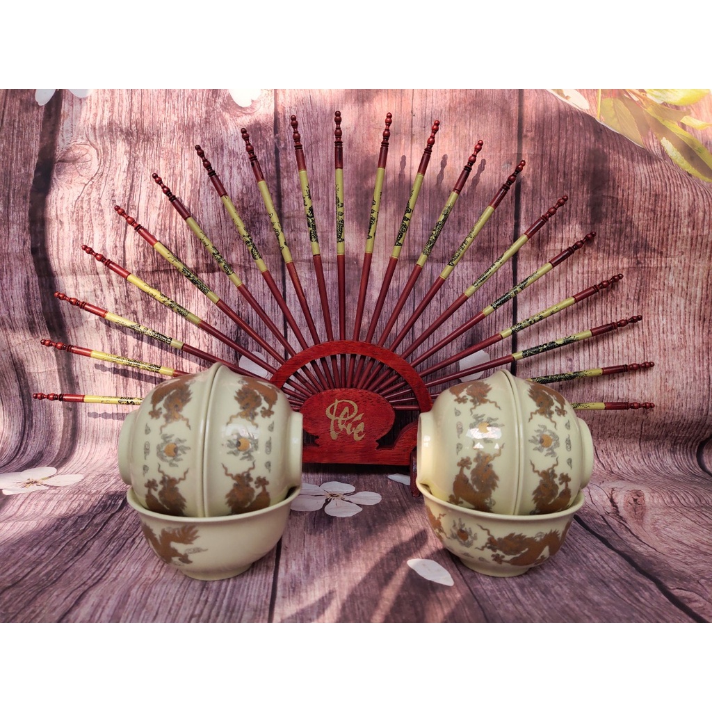 Bộ 10 bát thờ vàng kim gốm sứ Bát Tràng đẹp long lanh