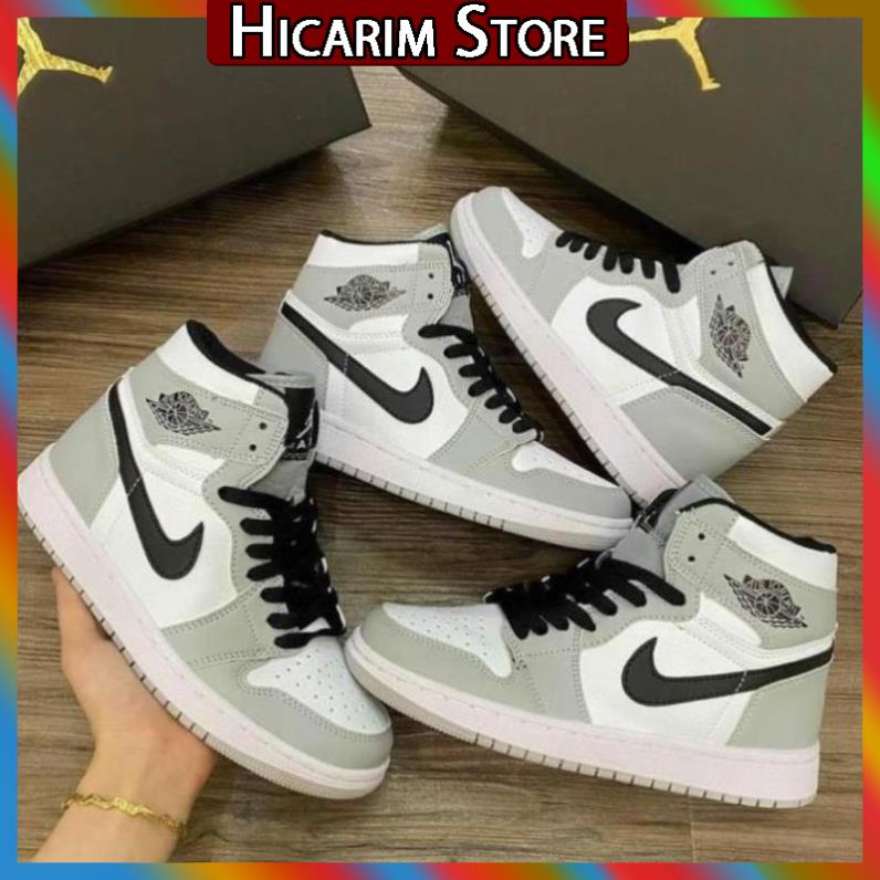 Giày Thể Thao Jordan 1 Cổ Cao Xám Trắng, Giày Sneaker JD1 smoke grey cao cổ nam nữ siêu chất dễ phối đồ 2021