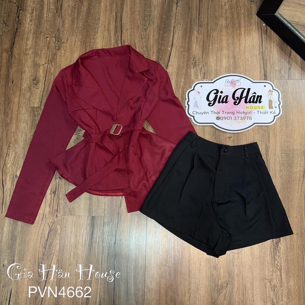 Bộ Vest tà dài kèm belt