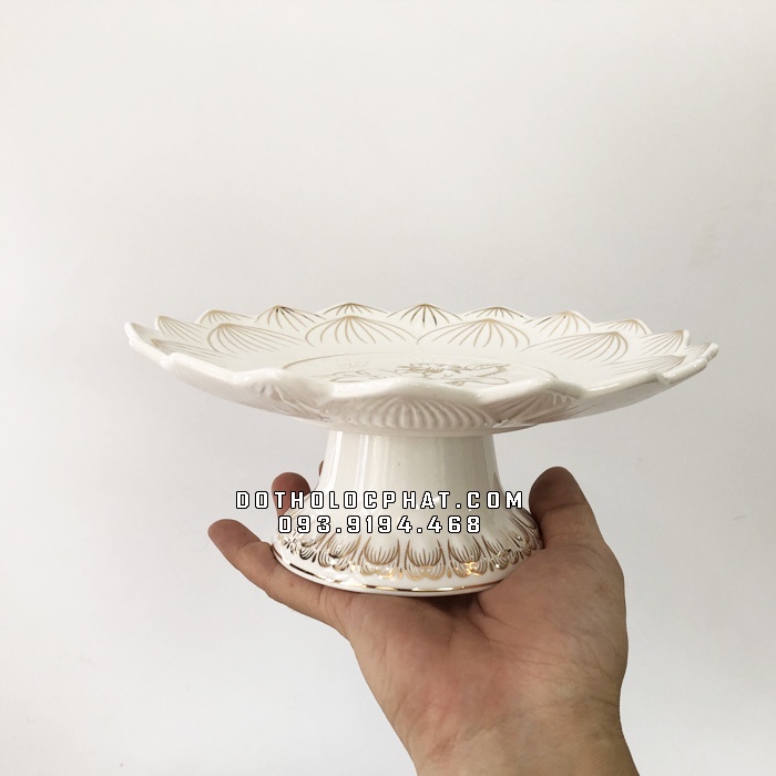 Dĩa Trái Cây Thờ Cúng Phật Gia Tiên Bằng Sứ Hoa Sen