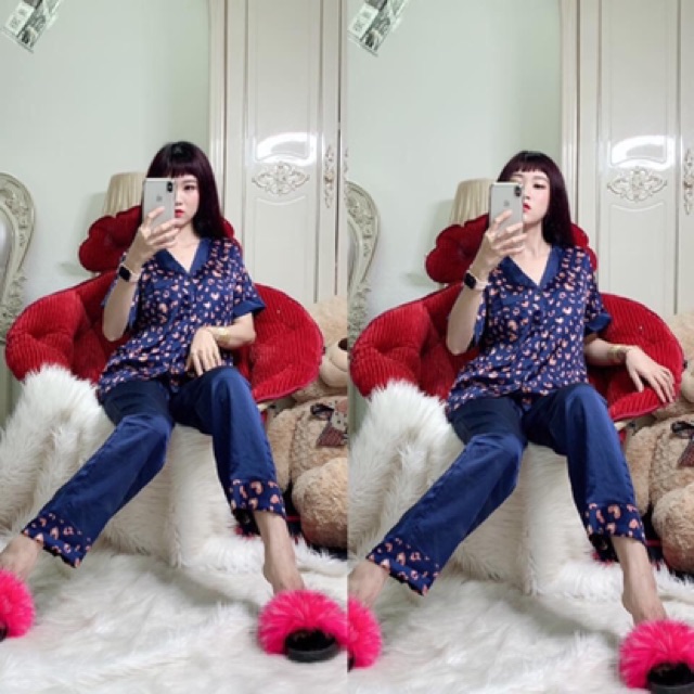 ⭐️⭐️ Bộ Pizama Lụa Áo Tay Ngắn Quần Dài hoạ tiết (kèm ảnh thật) hàng có sẵn⭐️⭐️