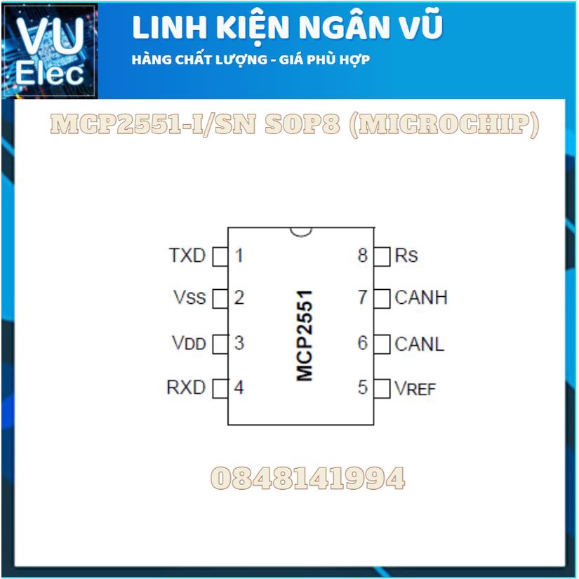 IC chức năng CAN MCP2551 chính hãng 8 chân cắm 8 chân dán