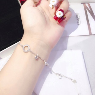 Lắc tay bạc mặt mix hoa vòng siêu xinh
