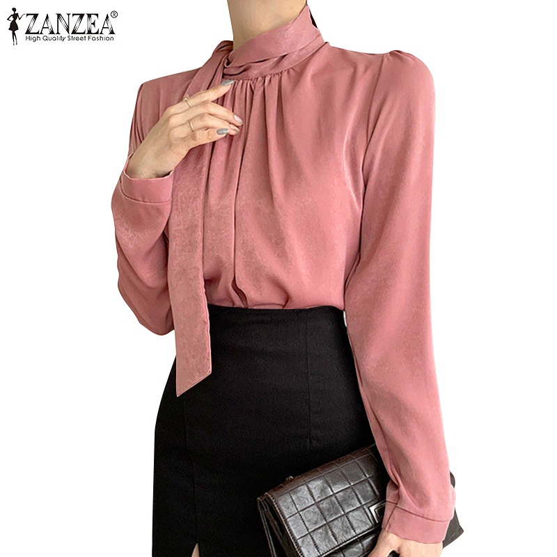 Áo kiểu Zanzea tay dài cổ lọ thời trang thanh lịch dành cho nữ