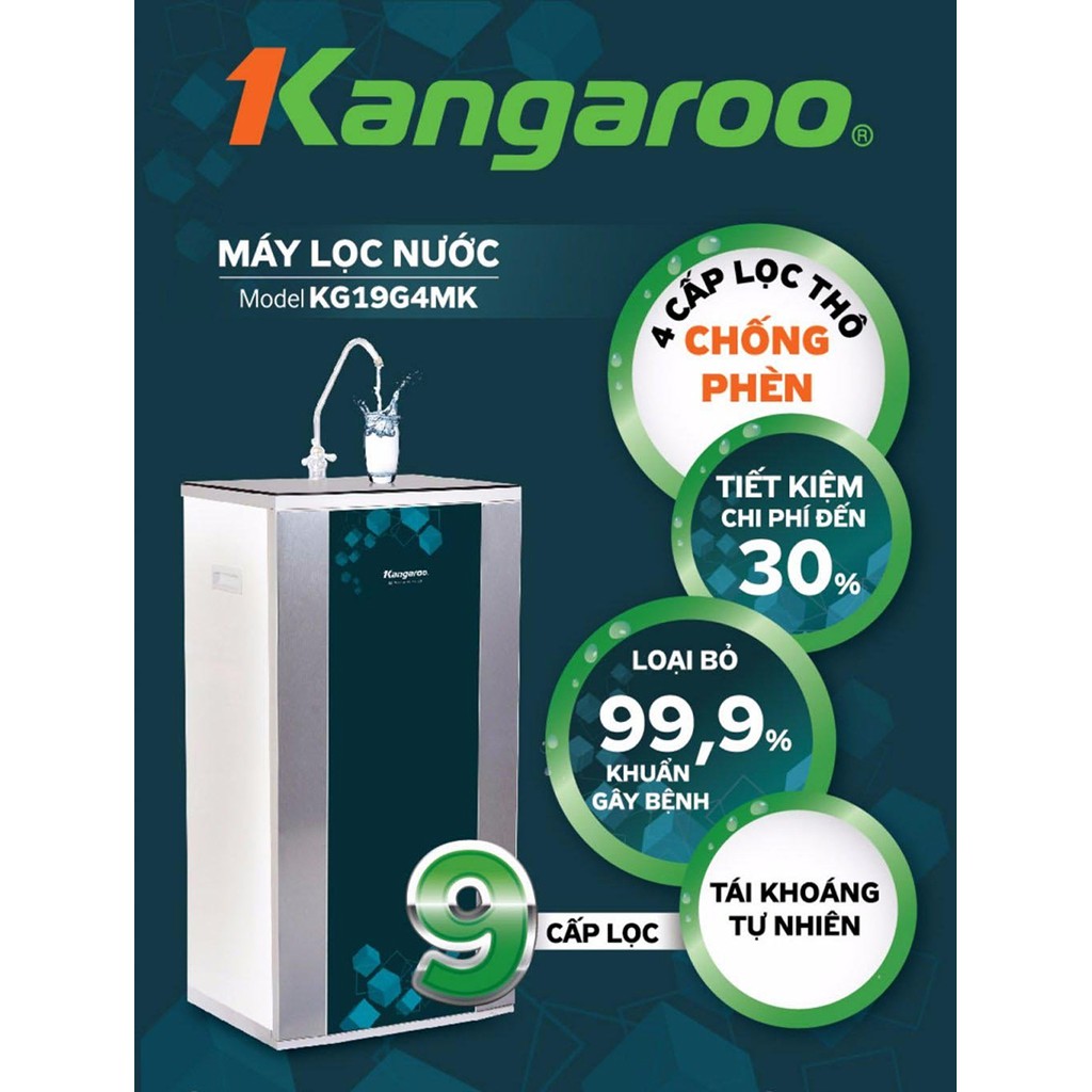 Máy Lọc Nước RO KANGAROO KG19G4MK-VTU (9 cấp lọc - Bao gồm tủ cường lực)