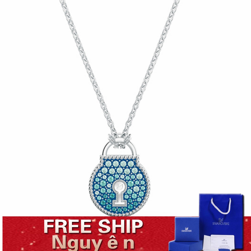 FREE SHIP Dây Chuyền Nữ Swarovski TOGETHERNESS Khóa trái tim màu xanh tình yêu Necklace Crystal FASHION cá tính Trang sức trang sức đeo THỜI TRANG