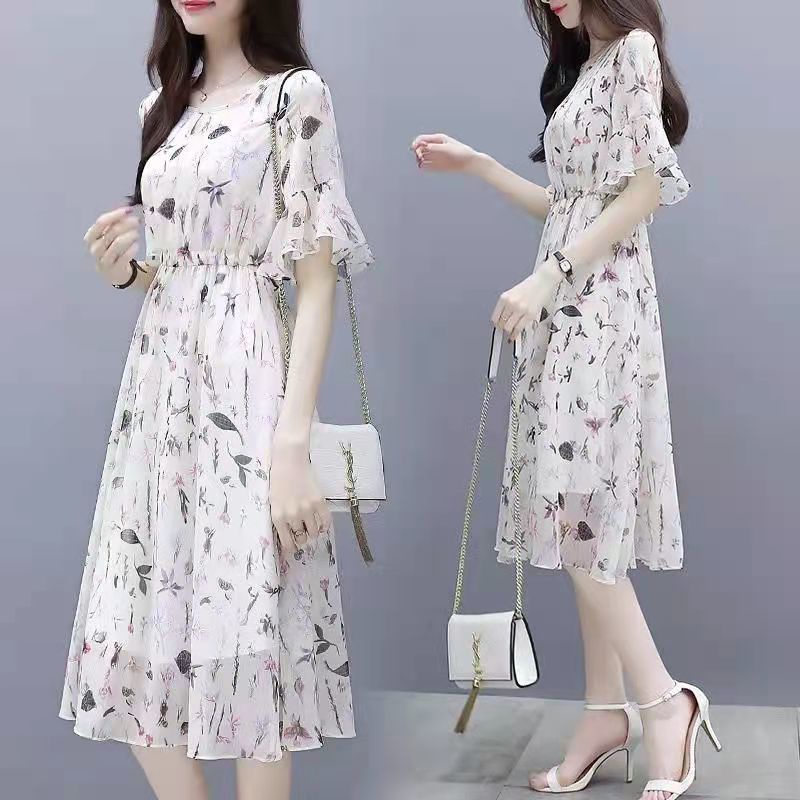 Đầm Lụa Mát Dáng Chữ a In Họa Tiết Hoa Thời Trang Xinh Xắn Cho Nữ