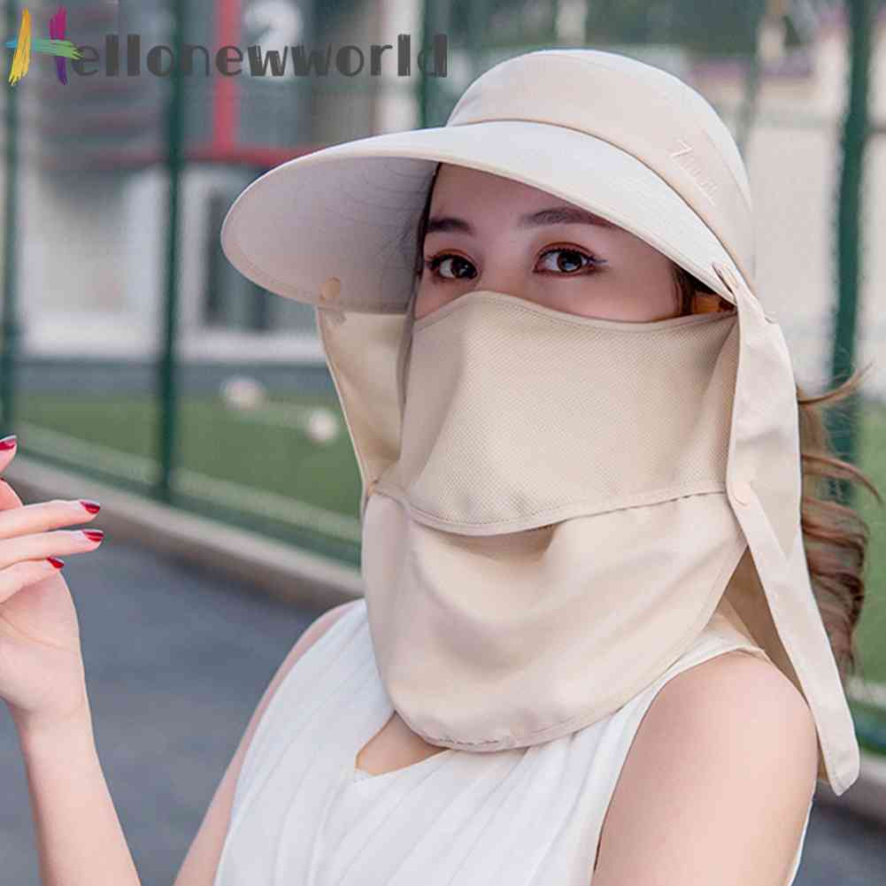 Mũ Rộng Vành Kèm Mặt Nạ Chống Tia UV Khi Đi Biển