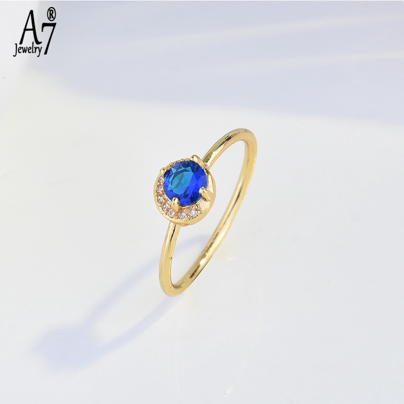 Nhẫn Mạ Vàng 14K Đính Đá Xanh Lam X5Y20