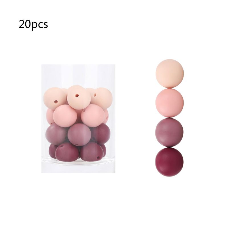 Bộ 20 Hạt Silicone 15mm Tự Làm Móc Khóa Cho Bé