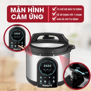 Nồi áp suất điện đa năng Masuto 6L MS - AF6 công suất 1000w 15 chế độ nấu hẹn giờ 24 tiếng
