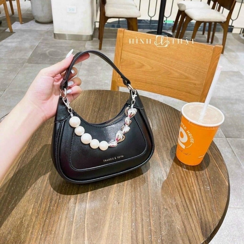 Túi Kẹp Nách, Đeo Chéo Nữ Kèm Dây Tim Ngọc, Sang Chảnh, Phong Cách
