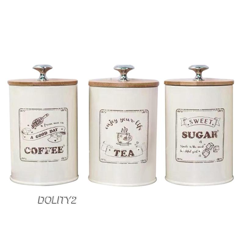 Set 3 Hũ Đựng Đường / Trà / Cà Phê Có Nắp Đậy Dùng Cho Nhà Bếp