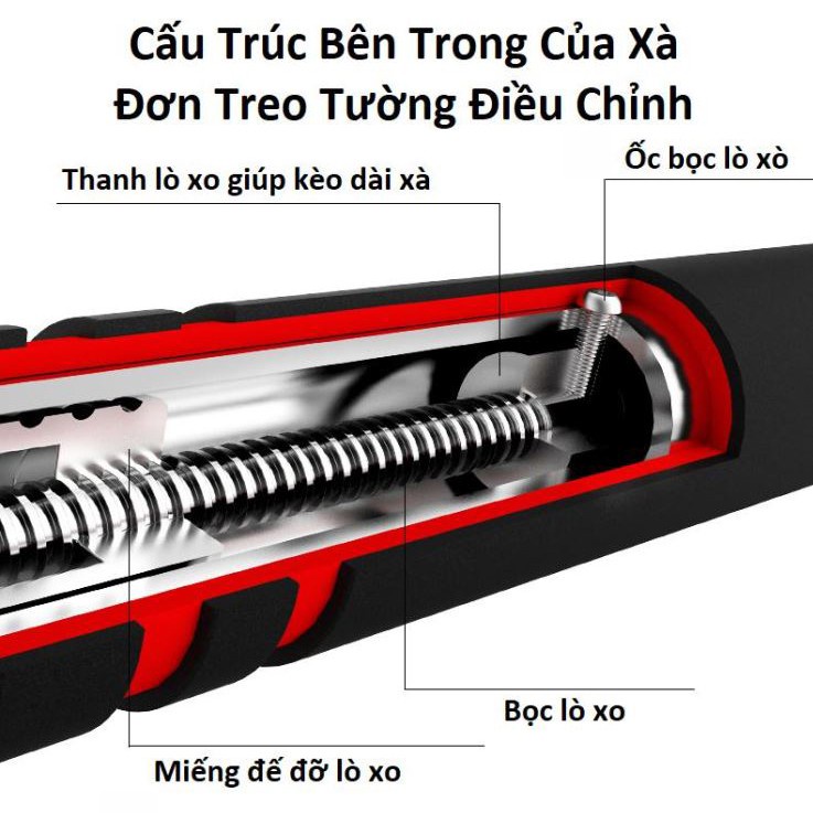 DODODIOS Thanh tập xà đơn treo tường gắn cửa nhiều cỡ từ 62-150cm tùy chỉnh phù hợp tập gym tại nhà tăng cơ bắp