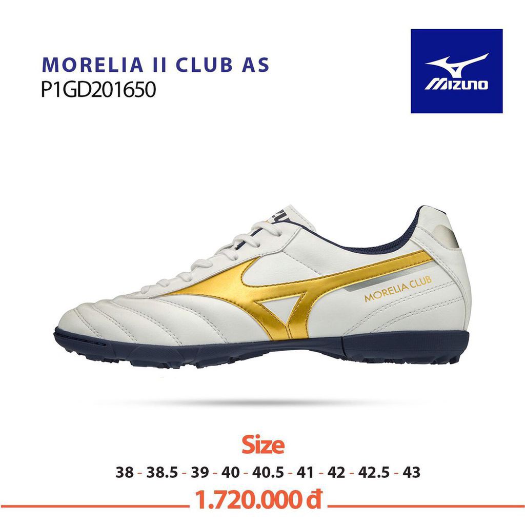 [Thanh lý lẻ size 43] Giày Đá Bóng Mizuno MORELIA II CLUB AS Chính hãng cỡ 43 màu Trắng