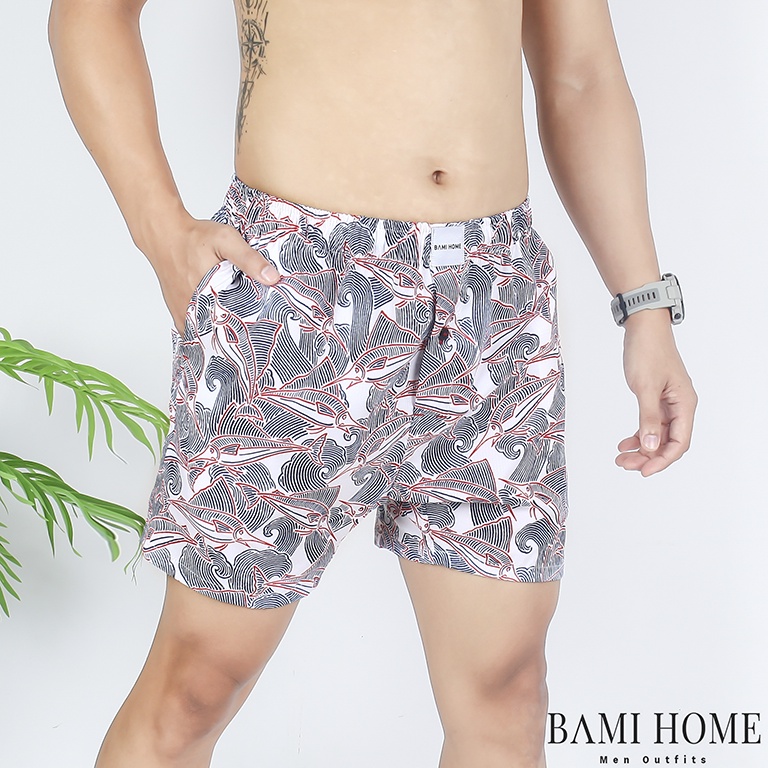 Quần short đùi mặc ngủ, mặc nhà BAMI HOME có túi tiện lợi đa dạng họa tiết QNCT1- 56