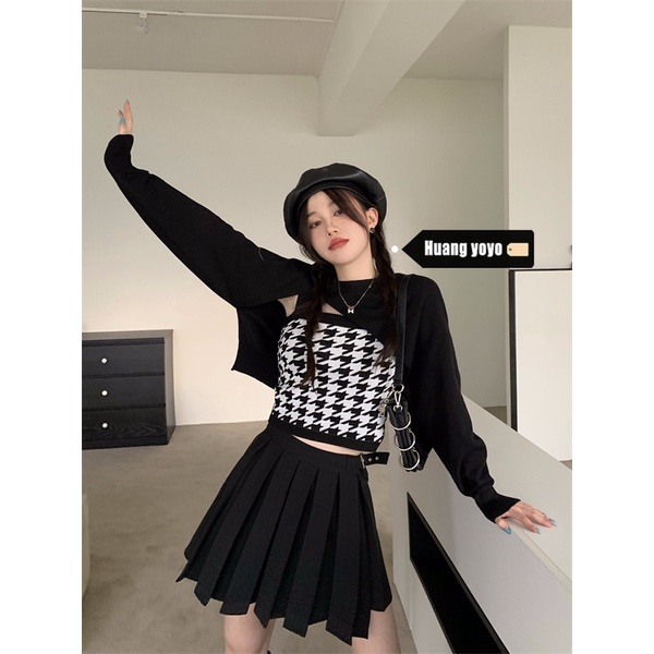 HUANG YOYO Áo dây len / Áo cardigan dài tay cổ tròn thời trang Hàn Quốc dành cho nữ