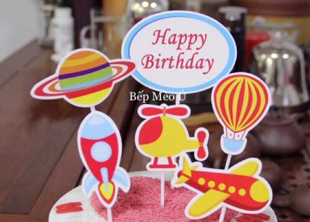 Que cắm Phi Hành Gia trang trí bánh kem