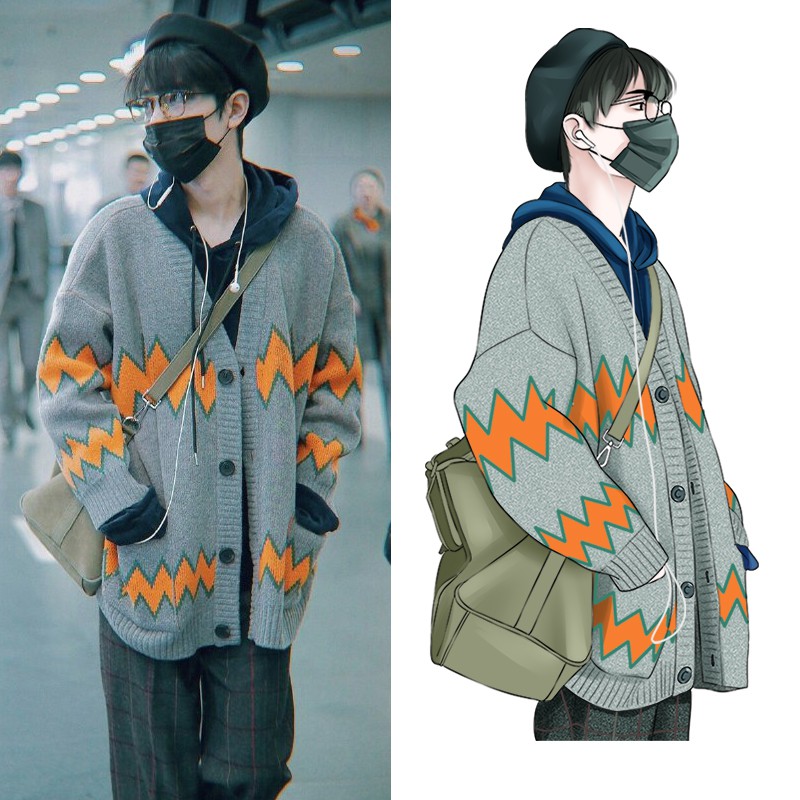 Áo cardigan nam nữ mùa thu Tiêu Chiến - có ảnh thật