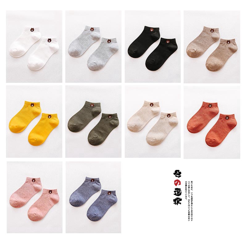 10 Đôi vớ cotton cổ thuyền thoáng khí cho nữ