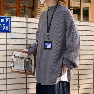 Áo Sweater Cổ Lọ Dáng Rộng Xẻ Tà Màu Sắc Đơn Giản Phong Cách Hàn Quốc Cho Nam Giới