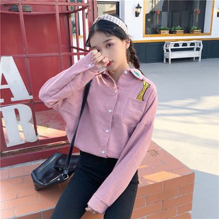 áo sơ mi ulzzang sơ mi nữ đẹp áo kiểu dáng Hàn Quốc trắng hồng thêu