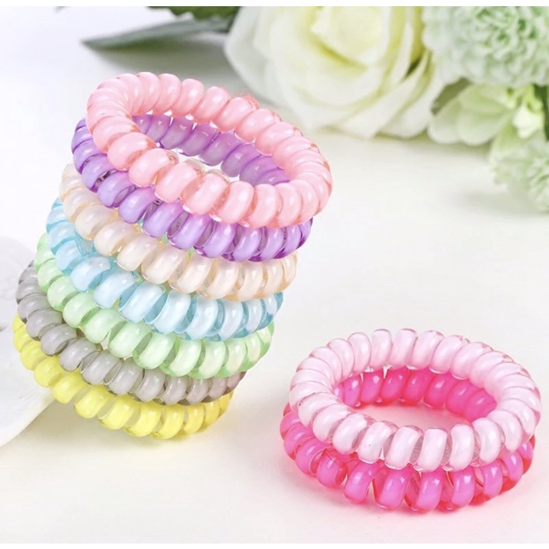 Cột tóc lò xo màu cầu vồng