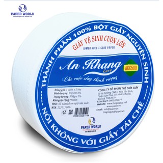 Giấy vệ sinh cuộn lớn 2 lớp AN KHANG AKC500 | Thế Giới Giấy | 100% bột giấy nguyên sinh | AKC500.
