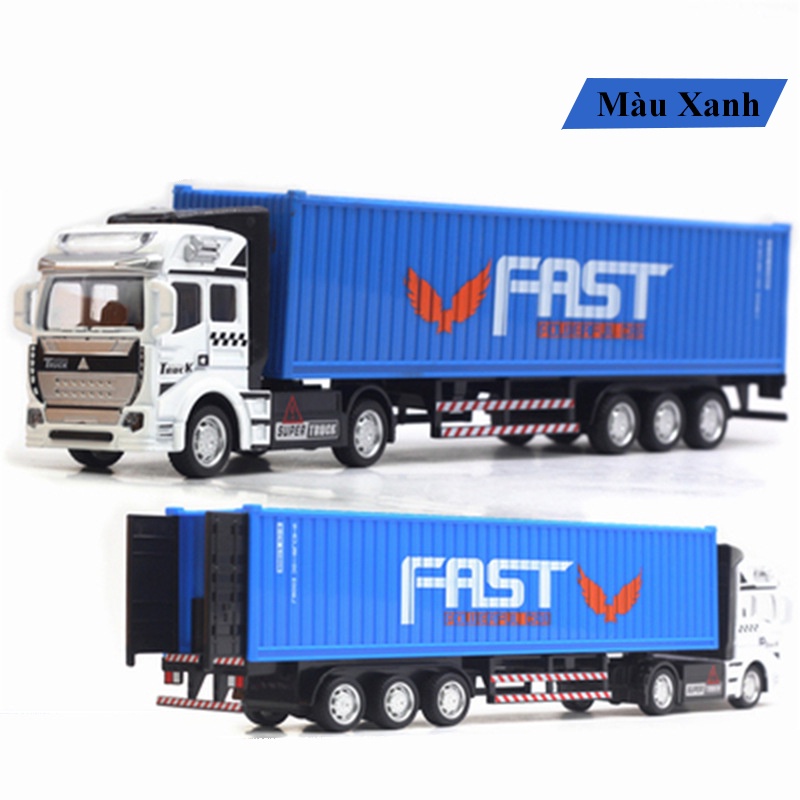 Mô hình xe đầu kèo container, xe đầu kèo tháo rời thùng, Hợp kim cao cấp, thùng xe mở được cánh