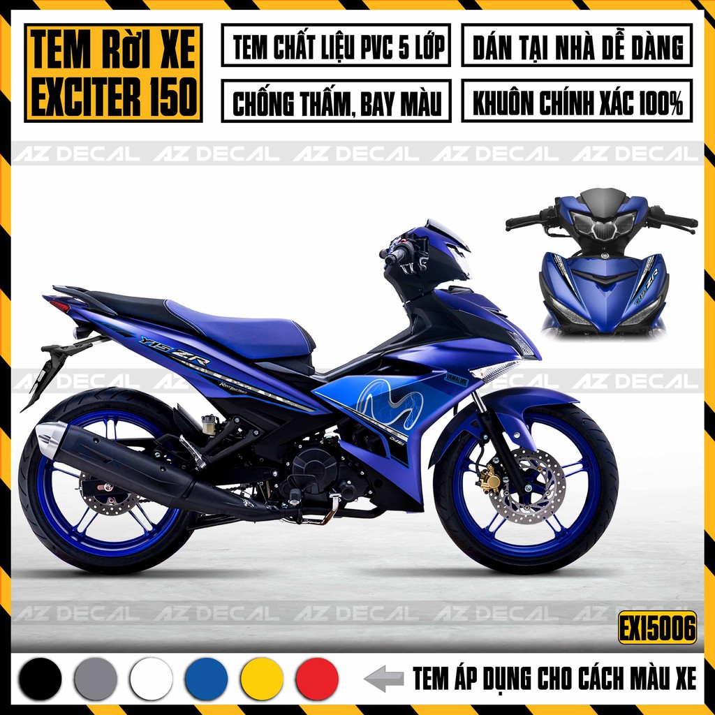 Tem Xe Exciter 150 Mẫu Y15ZR 02 | EX15006 | Chất Liệu Decal PVC Chống Nước, Tem Rời Dễ Dán Tại Nhà