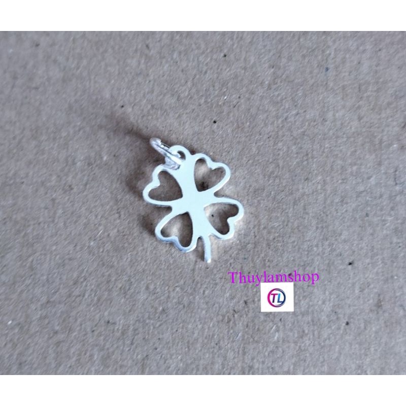 Charm bạc 925 hình cỏ 4 lá rỗng làm vòng vĩnh viễn bảo hành