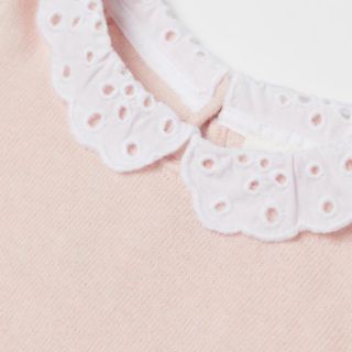 Áo len hồng phối cổ ren trắng H&M authentic 💯