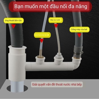 Cổng cắm tích hợp đường ống thoát nước nhà bếp dùng cho chậu rửa bát, máy rửa bát,máy lọc nước...