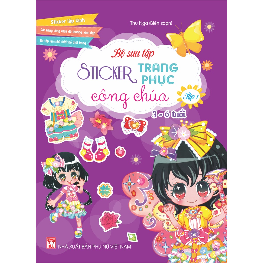 Sách Combo 4 cuốn Sticker trang phục công chúa 3-6 tuổi -ndbooks