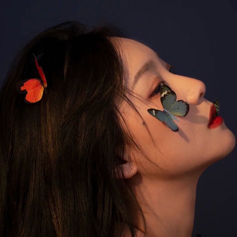 Miếng dán ba chiều hình bướm đôi giả dùng trang trí má và khuôn mặt làm đạo cụ chụp ảnh
