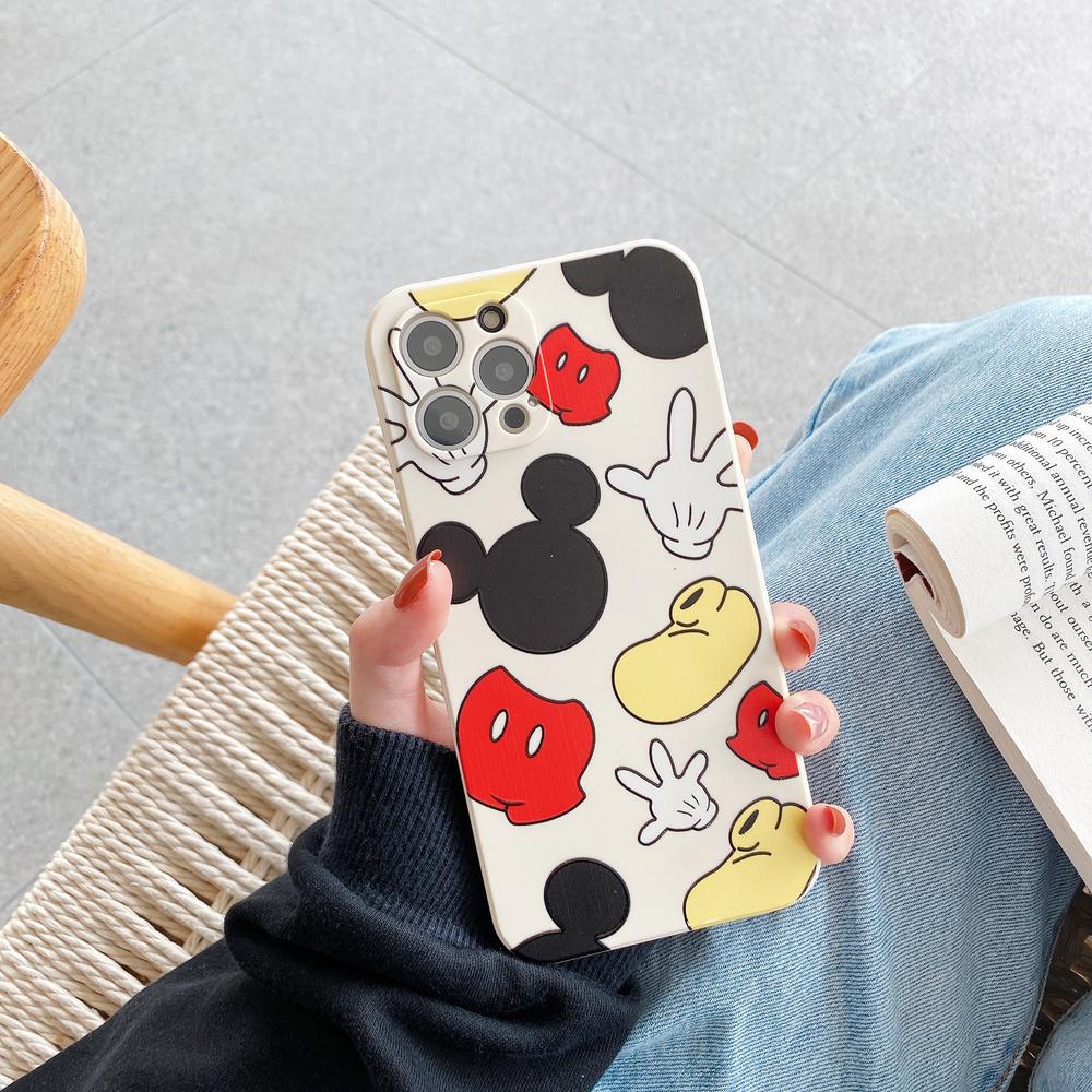 iPhone 12 Mini 11 Pro Max  XS Max XR 7 8 6 6S Plus Full Cover Lens Protector Case Mickey and Minnie Case for iPhone12 Shockproof Case