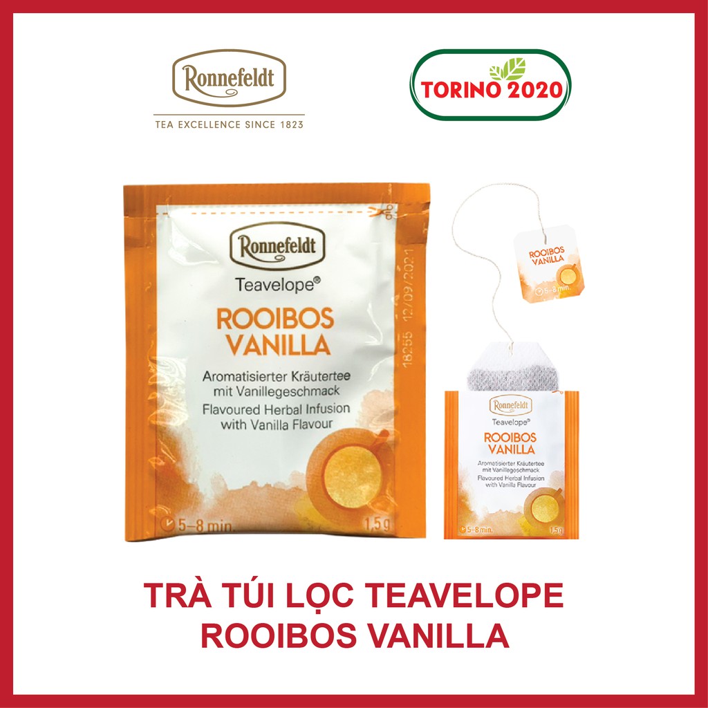 Trà Túi Lọc Ronnefeldt tea-Teavelope Rooibos Vanilla 1 túi 1.5g - sáng lập từ năm 1823