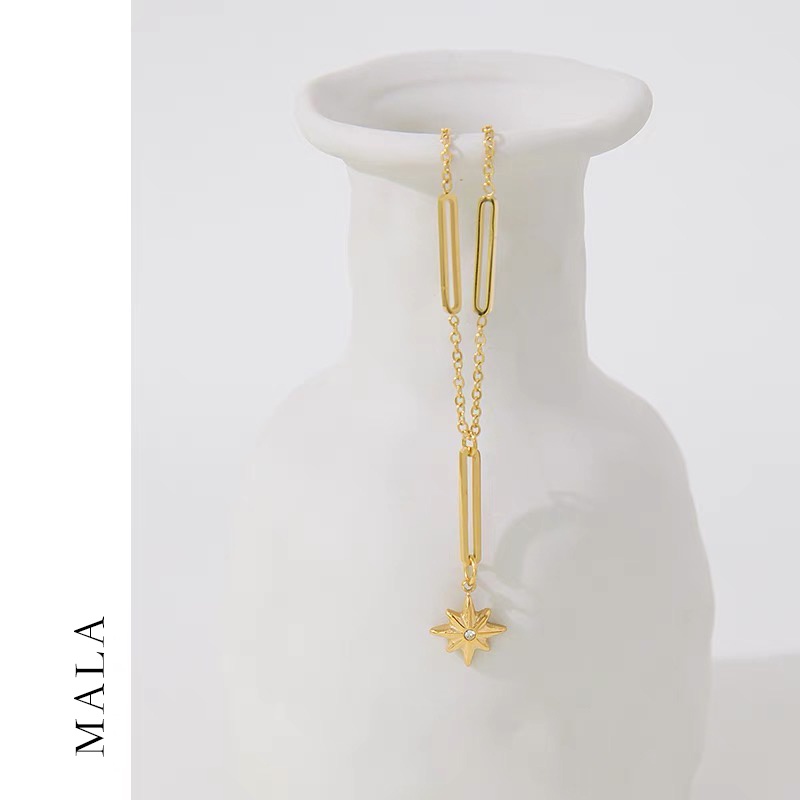 Vòng cổ MAYEBE LAVEND mạ vàng 18k mặt hình ngôi sao 6 cánh đơn giản