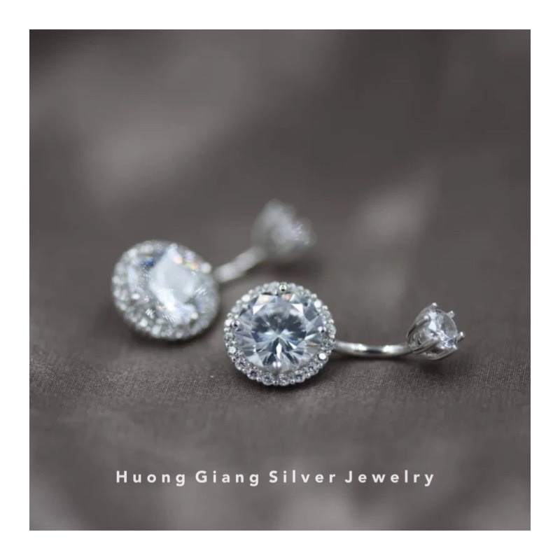 Khuyên rốn Đá Tròn Bạc s925 xi kim  - HuongGiangSilver