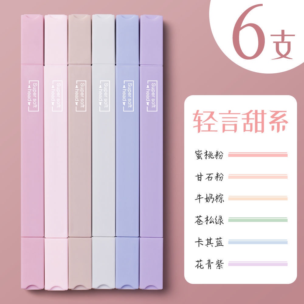 Bút Đánh Dấu Hai Đầu 6 Màu Sắc Tùy Chọn