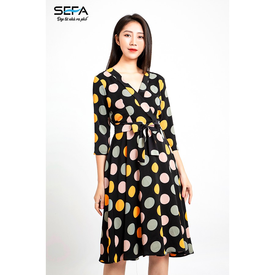 Đầm xòe SEFA chấm bi to nhiều màu SFT3023
