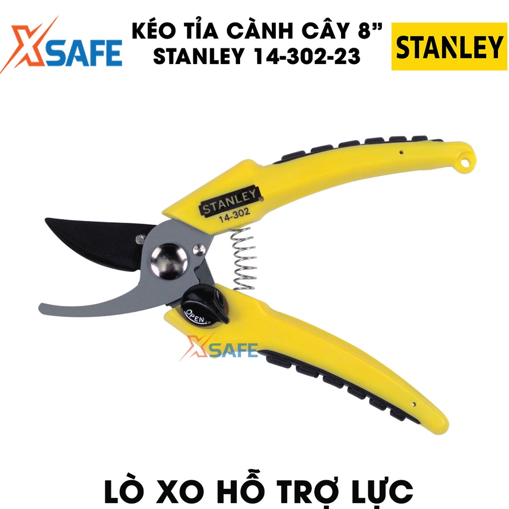 Kéo tỉa cành cây 8 inch STANLEY 14-302-23 200mm Kéo cắt tỉa tiện dụng, lưỡi kéo thép Carbon bén, cứng cáp