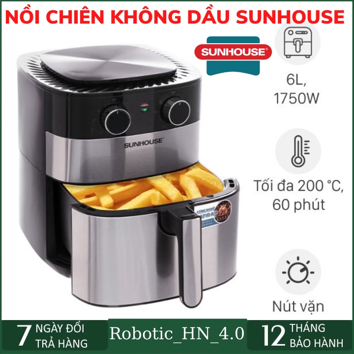 Nồi chiên không dầu SUNHOUSE SHD4026 6L-Công suất 1750W